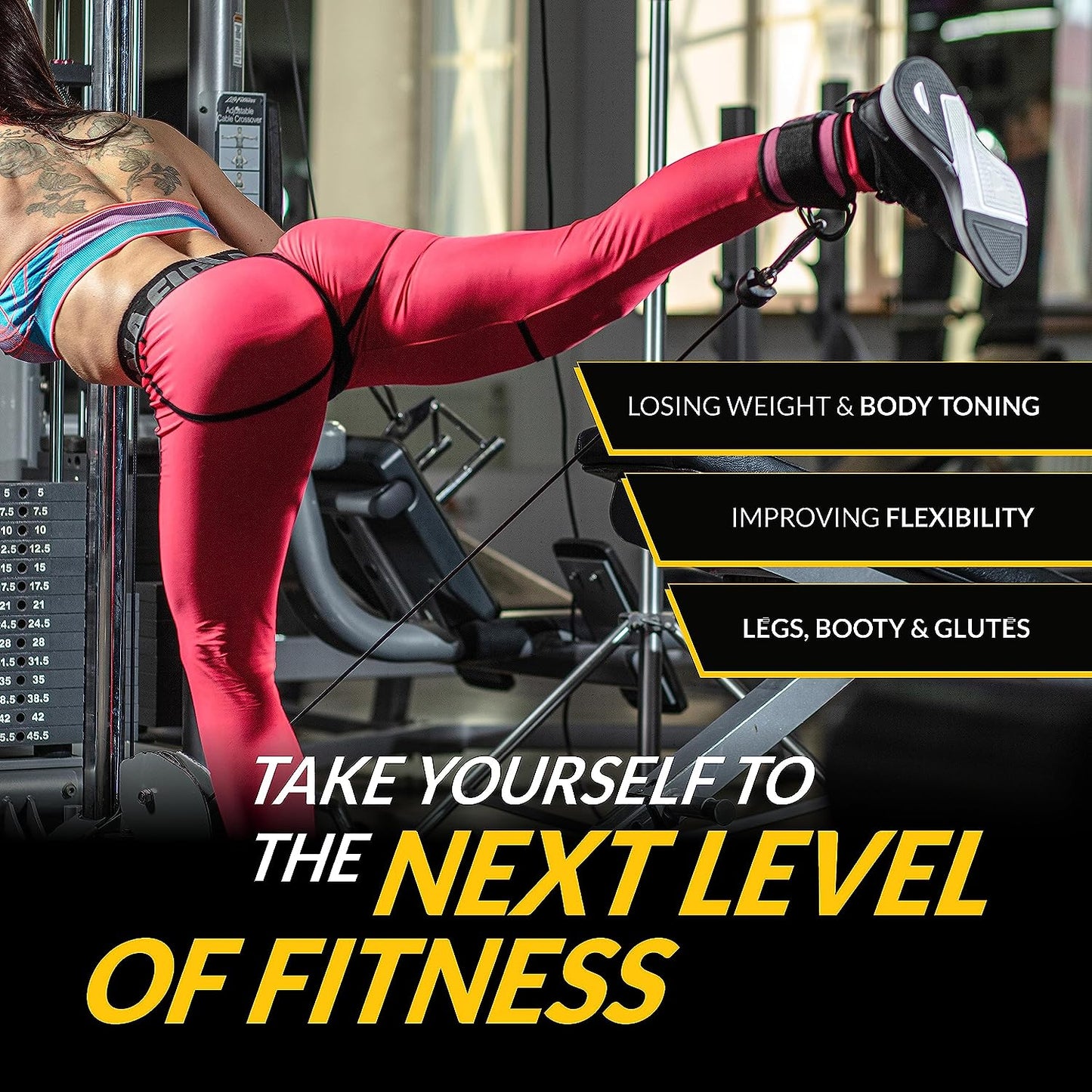 Gym Ankle Strap for Cable Machine with Adjustable Velcro