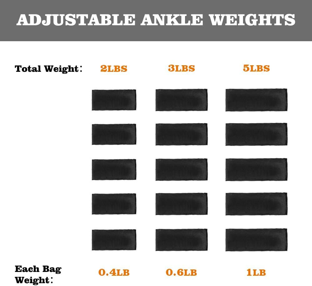 1 Pair 2 Lbs Adjustable Ankle Weights for Women Men Kids.