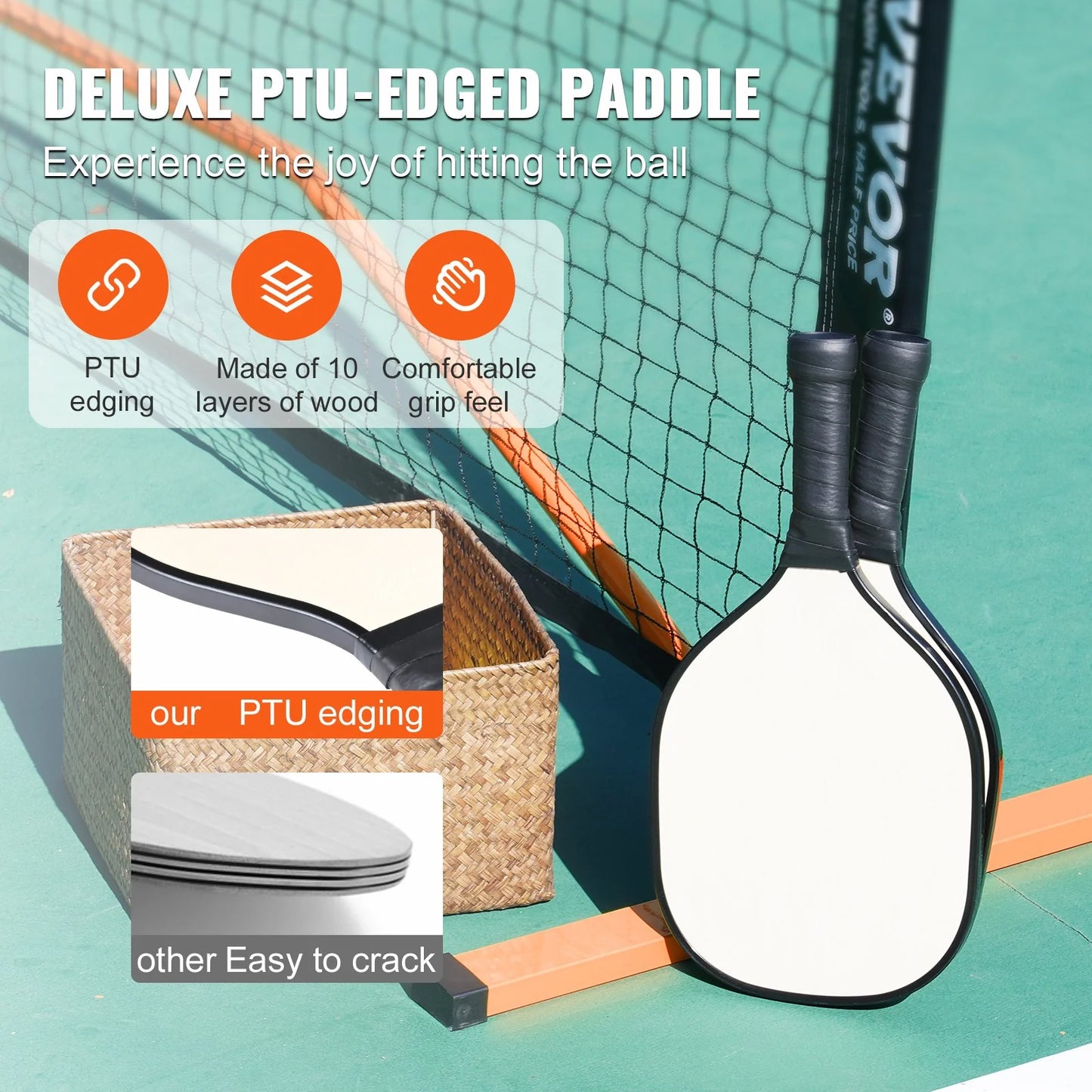 Portable Pickleball System with Carrying Bag & Balls & Paddles