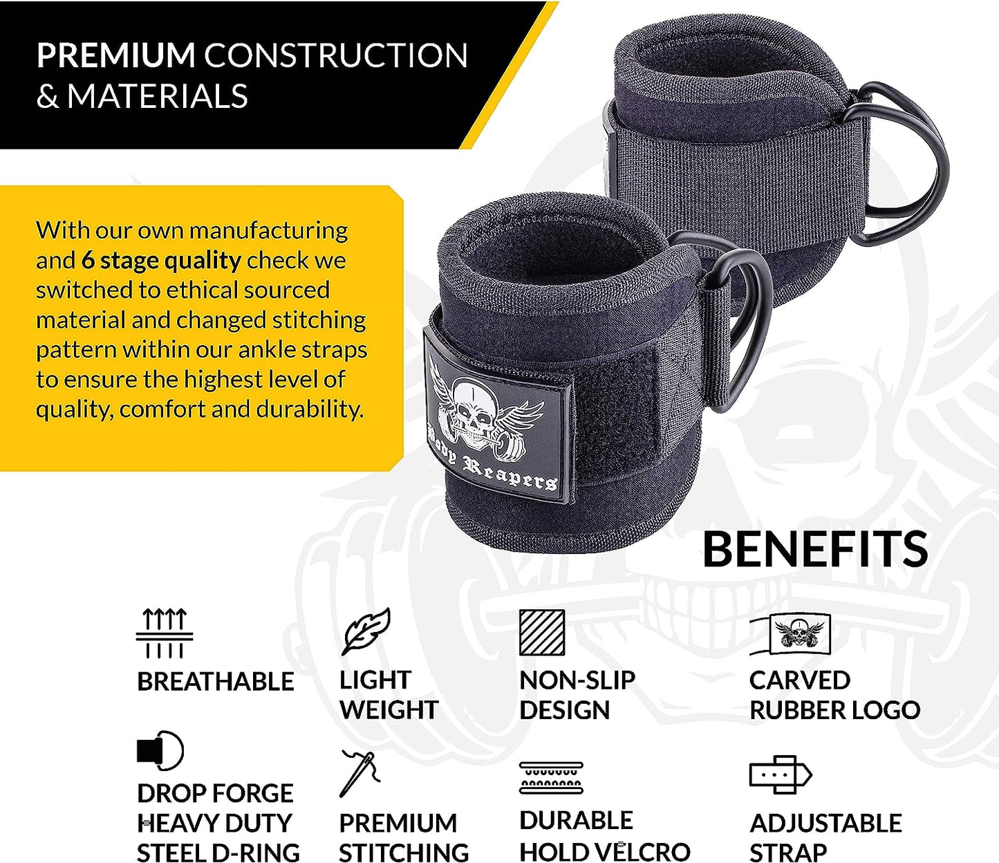 Gym Ankle Strap for Cable Machine with Adjustable Velcro
