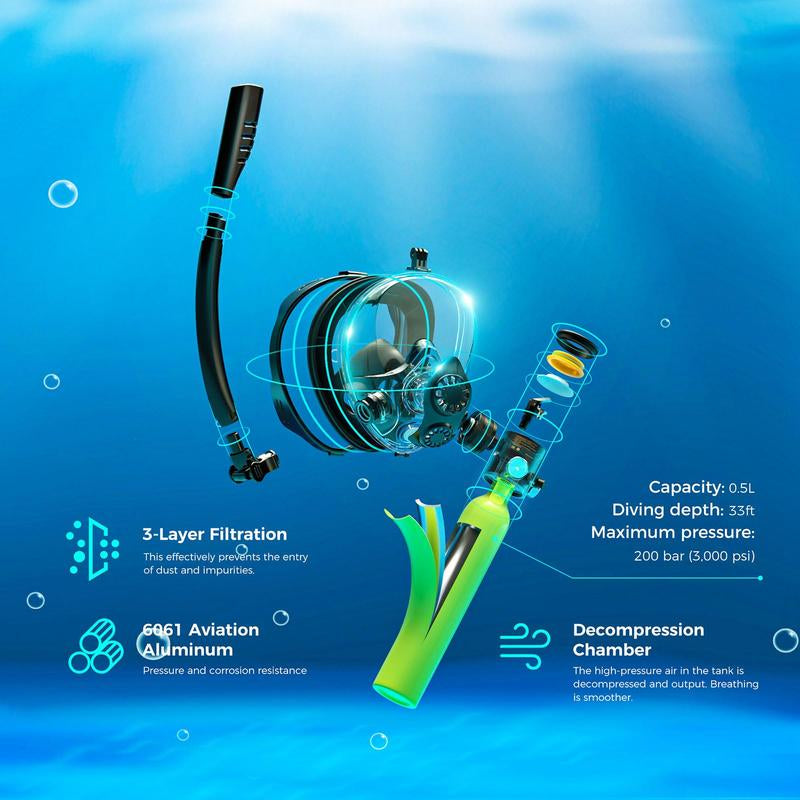 SMACO Mini Scuba Tank with Snorkel Mask 0.5L