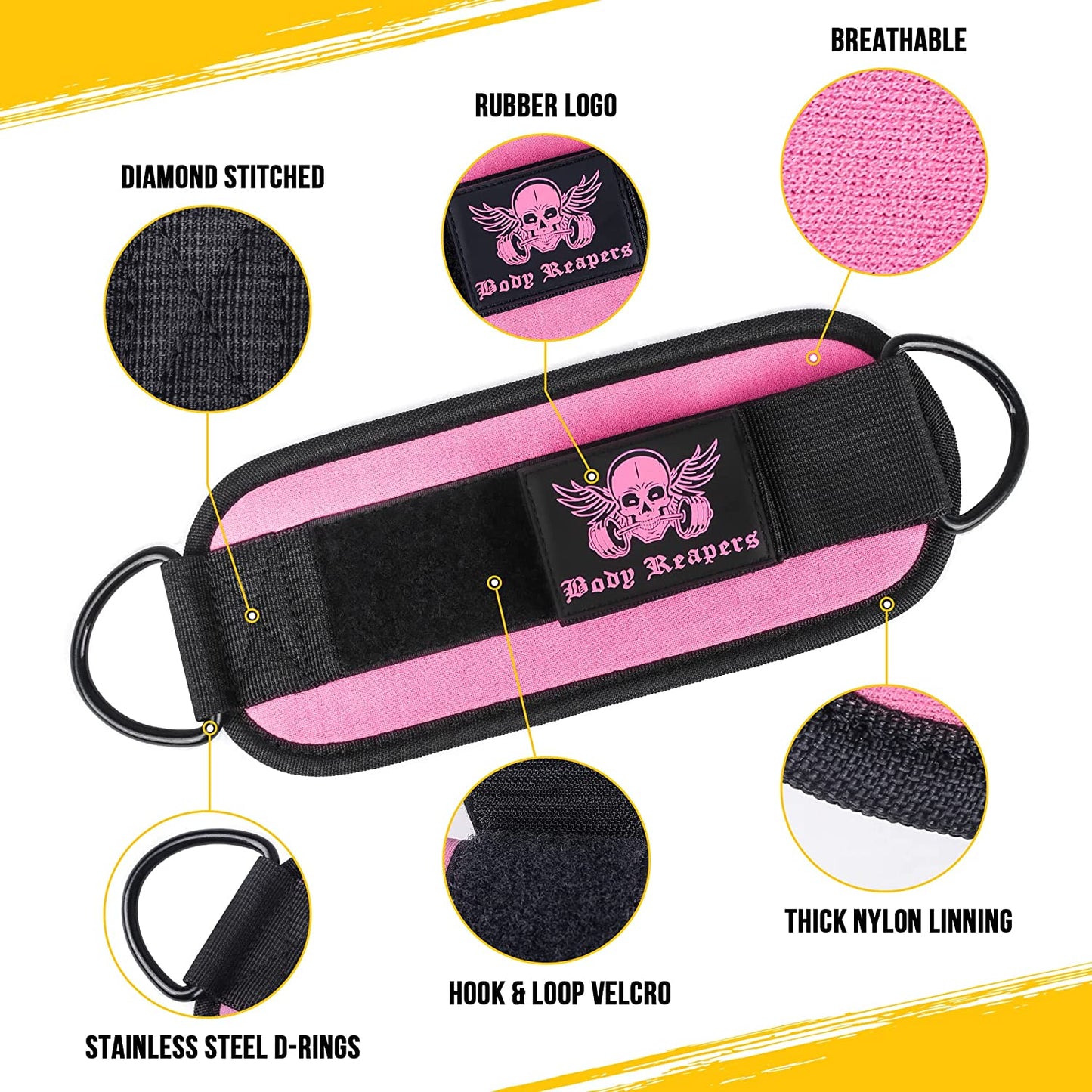 Gym Ankle Strap for Cable Machine with Adjustable Velcro