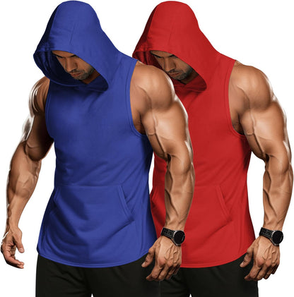 Men 2 Pack Workout Hooded Tank
