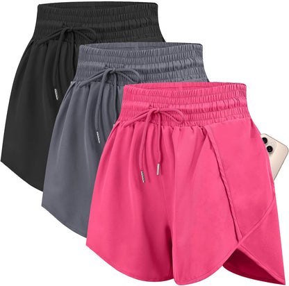 3 Women Running Shorts High Waisted