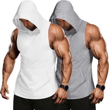 Men 2 Pack Workout Hooded Tank