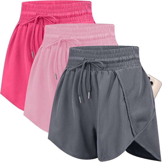 3 Women Running Shorts High Waisted