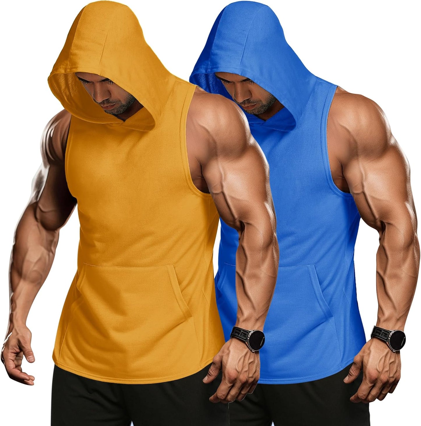 Men 2 Pack Workout Hooded Tank