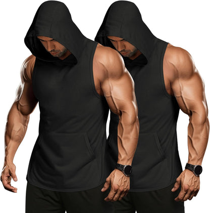 Men 2 Pack Workout Hooded Tank