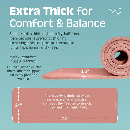 Solana Yoga Mat Thick 1/2In Non-Slip