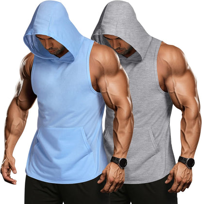 Men 2 Pack Workout Hooded Tank