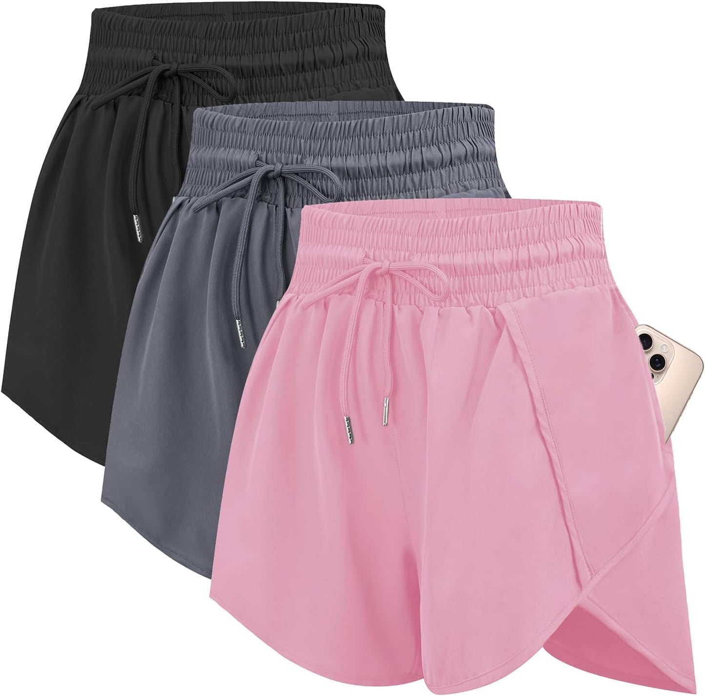 3 Women Running Shorts High Waisted