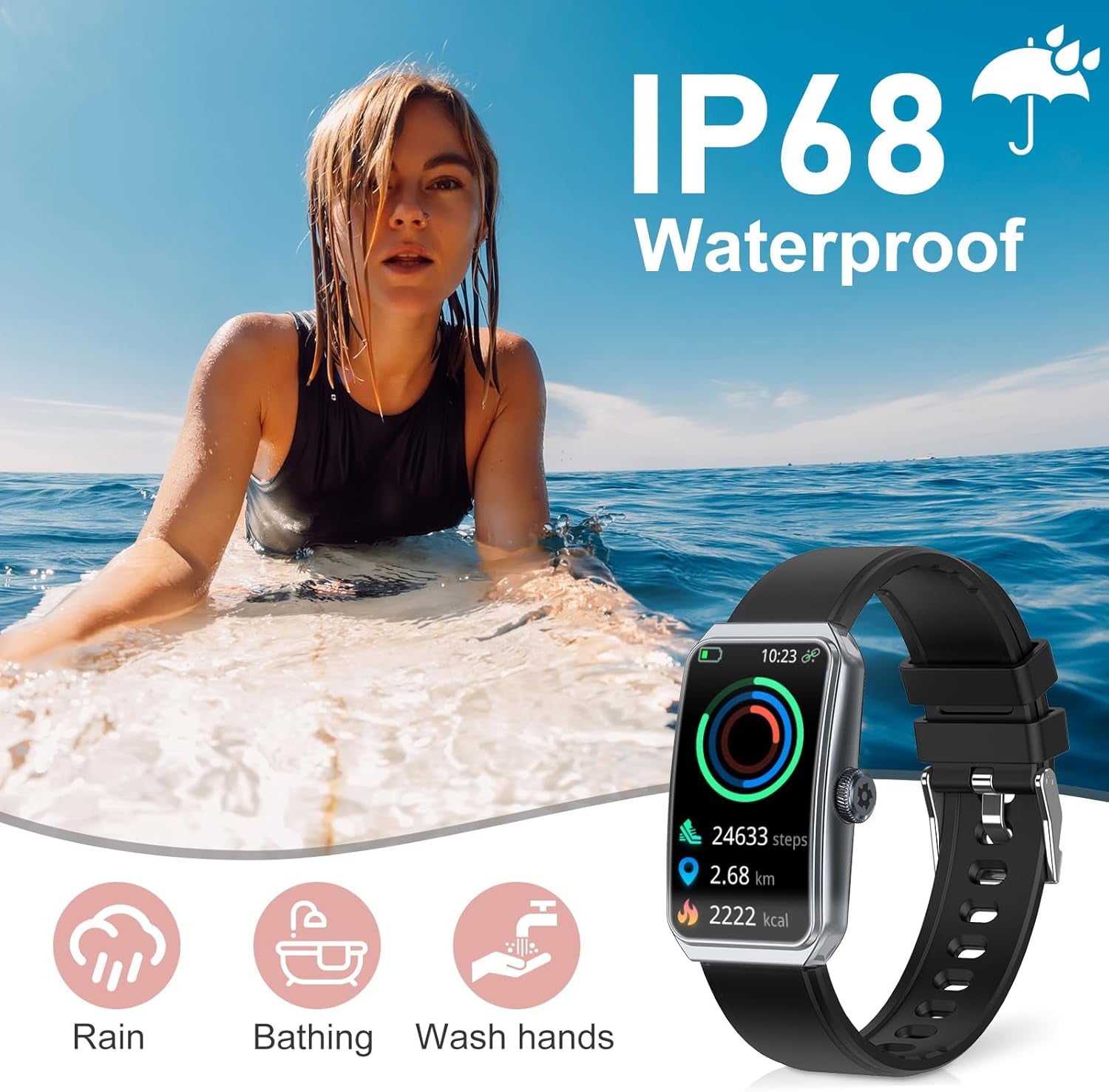 Waterproof Smart Watch with Heart Rate, Blood Oxygen and Sleep Tracker