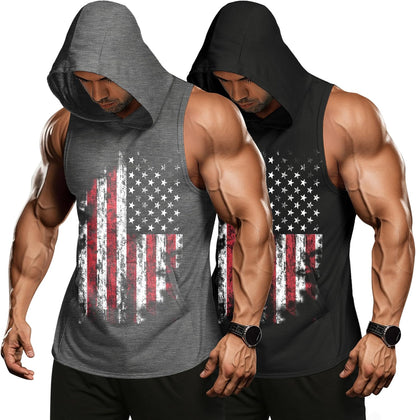Men 2 Pack Workout Hooded Tank