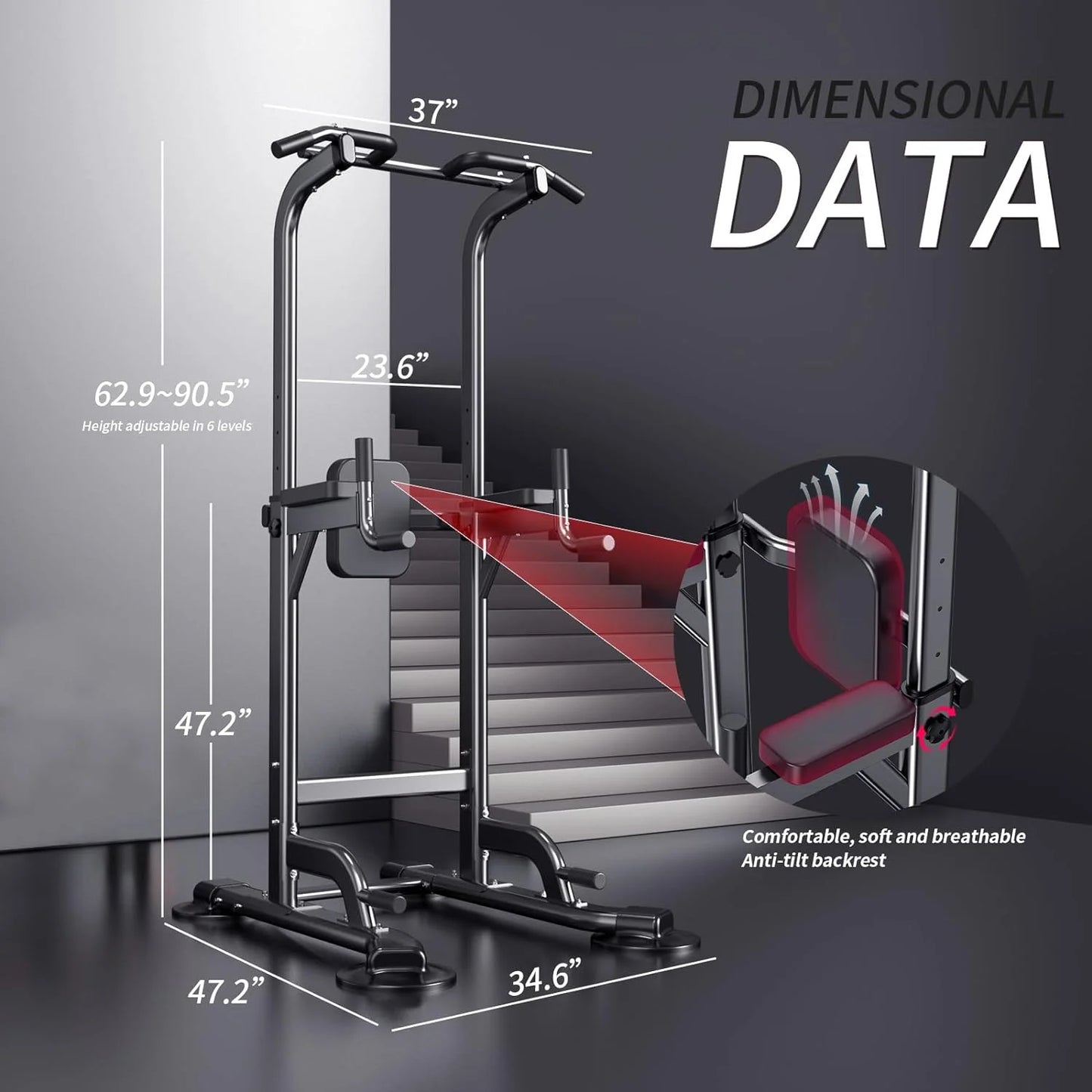 Adjustable Height Pull up & Dip Station