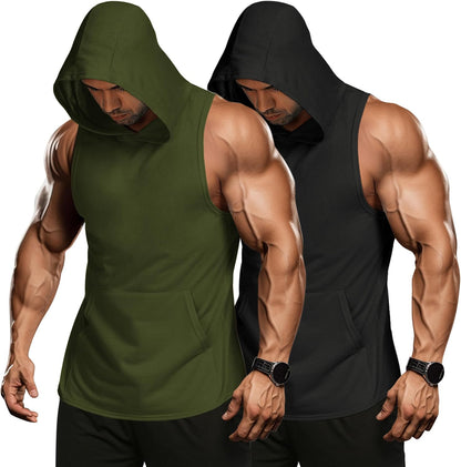 Men 2 Pack Workout Hooded Tank