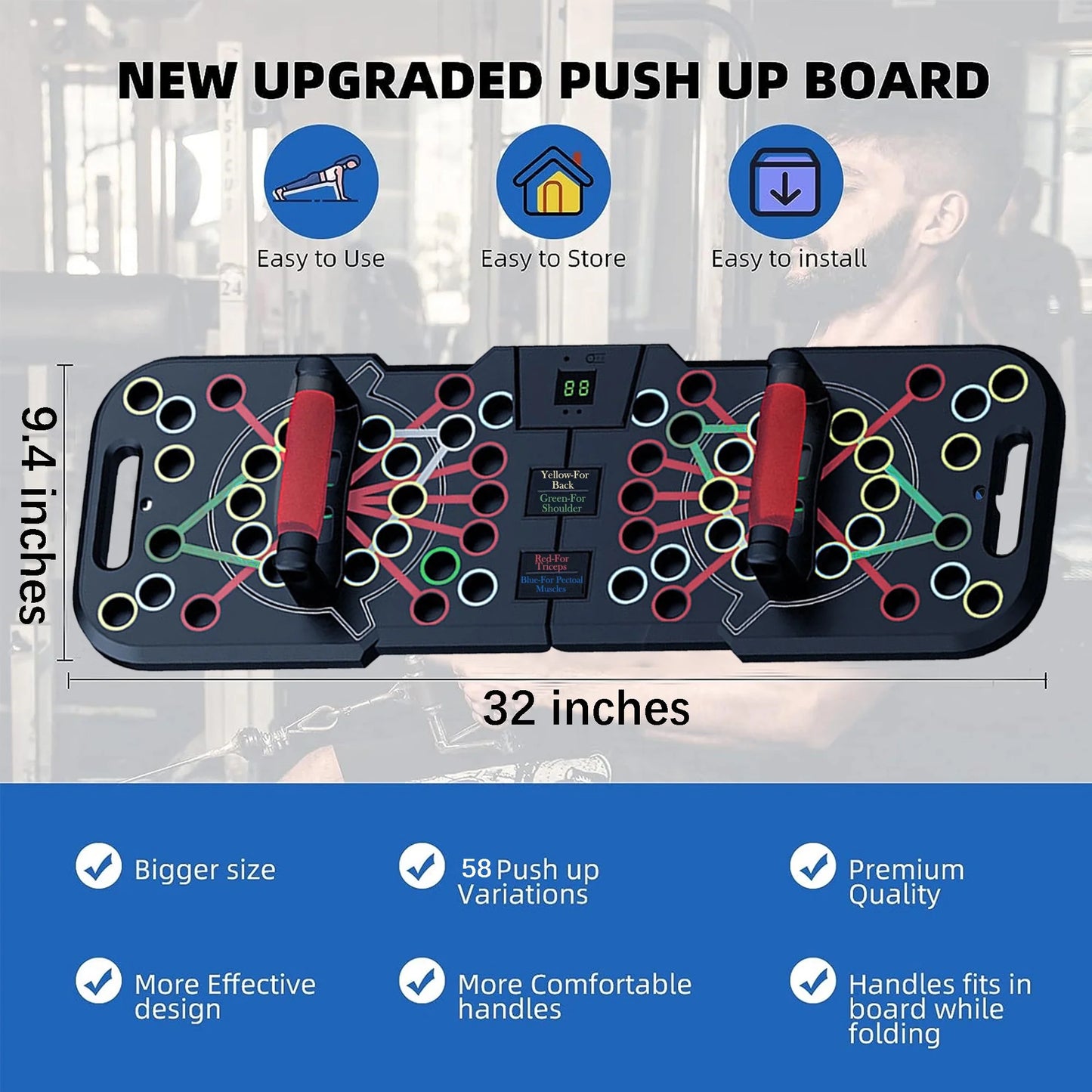 Multi-Function 60 in 1 Push up Bar with Smart Count