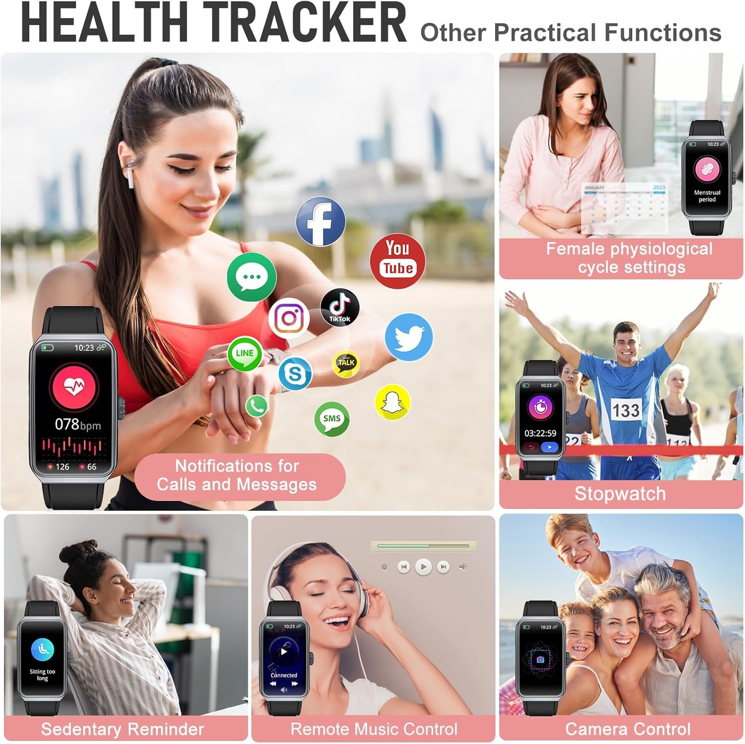 Waterproof Smart Watch with Heart Rate, Blood Oxygen and Sleep Tracker