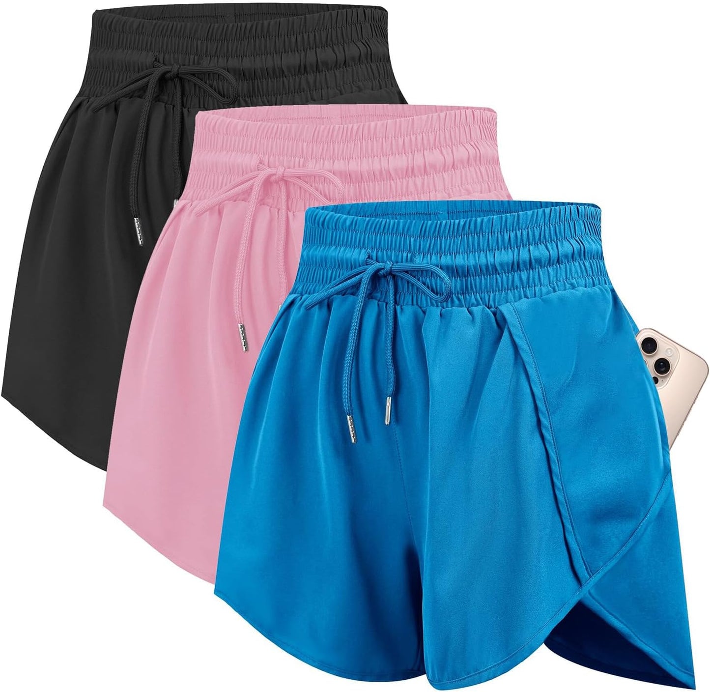 3 Women Running Shorts High Waisted